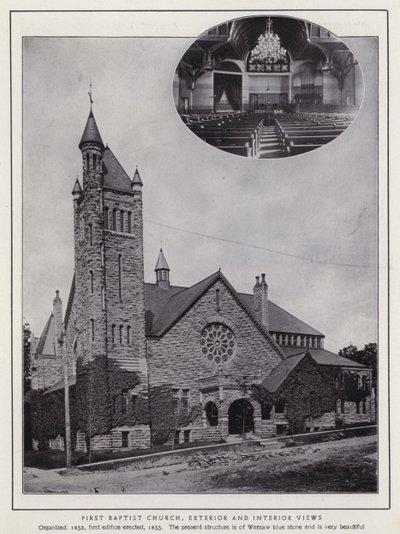 Jamestown, NY: Eerste Baptistenkerk, Exterieur en Interieur door American Photographer (after)