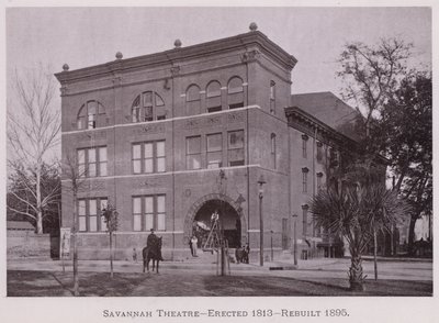 Savannah Theater, opgericht 1813, herbouwd 1895 (zw/w foto) door American Photographer (after)
