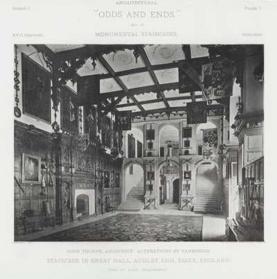 Trap in de Grote Zaal, Audley End, Essex, Engeland door American Photographer (after)