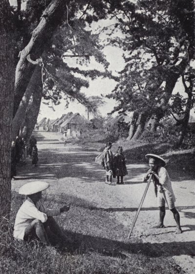 Wegfarers rustend op de oude hoofdweg van Tokio naar Kioto door American Photographer (after)