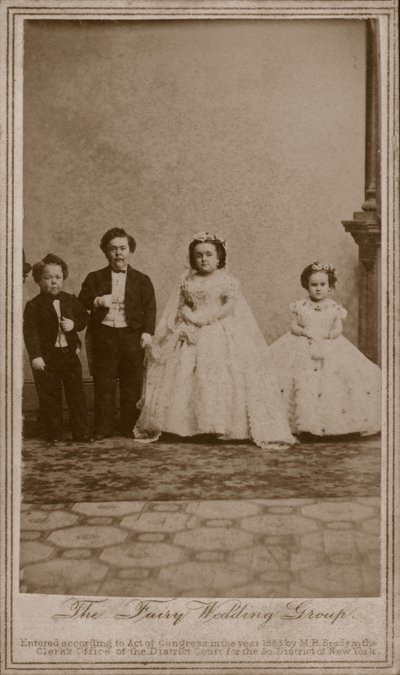 Huwelijksfoto van Charles Sherwood Stratton, Amerikaanse entertainer bekend als Generaal Tom Thumb, en zijn vrouw, Lavinia Warren door American Photographer (after)