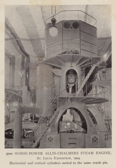 Stoommachine van Allis-Chalmers met 5000 pk, St Louis Exposition door American Photographer