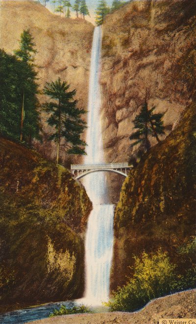 Benson Bridge bij Multnomah Falls (kleurenfoto) door American Photographer