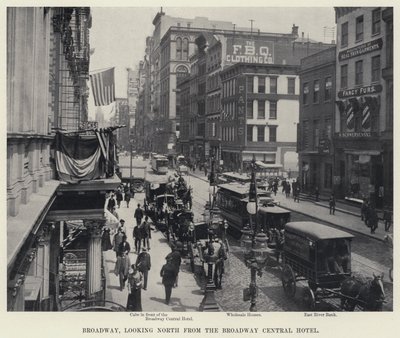 Broadway, kijkend naar het noorden vanaf het Broadway Central Hotel door American Photographer