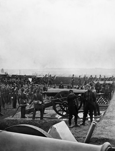 Kolonel Tyler en de 1e Connecticut Zware Artillerie bij Fort Richardson, eind 1861 door American Photographer