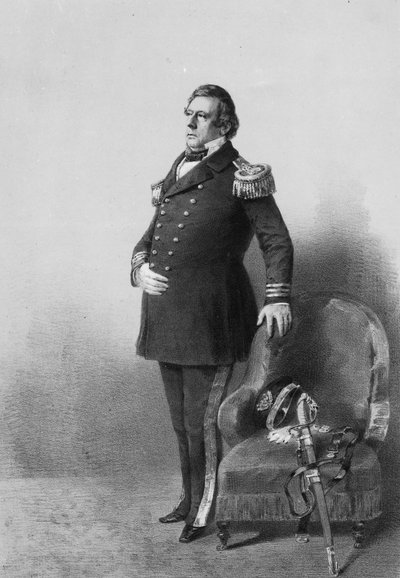 Commodore Matthew Calbraith Perry, gegraveerd door Wilhelm Heine, c.1856 door American Photographer