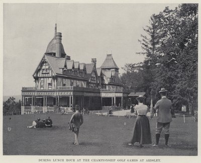 Tijdens de lunchpauze bij de kampioenschapsgolfwedstrijden in Ardsley door American Photographer