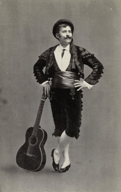Guiseppe Campanari, als Figaro, in "De Barbier van Sevilla" (z/w foto) door American Photographer