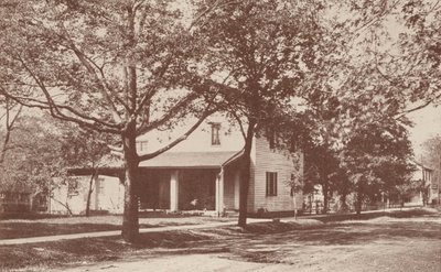 Huis van "The Minerva," de eerste literaire club voor vrouwen, New Harmony, Indiana (z/w foto) door American Photographer