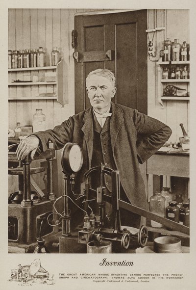 Uitvinding, Thomas Alva Edison in zijn werkplaats door American Photographer