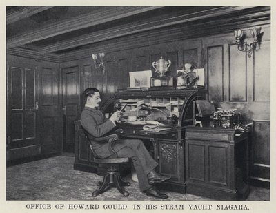 Kantoor van Howard Gould, in zijn stoomjacht Niagara door American Photographer