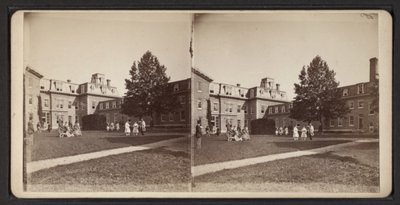 Stereoscopische weergaven van de Oneida Community, ca. 1870 (zwart-wit foto) door American Photographer