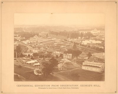 Uitzicht op de Centennial International Exhibition, vanaf het Observatorium, Georges Hill, Philadelphia, 1876 door American Photographer