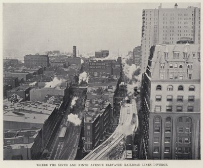 Waar de Sixth en Ninth Avenue verhoogde spoorlijnen uiteenlopen door American Photographer