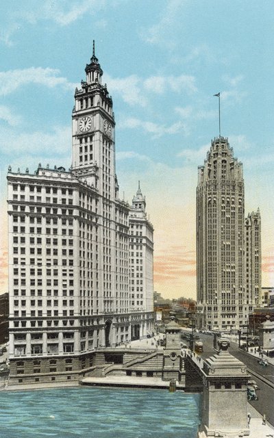 Wrigley Building en Tribune Tower door American Photographer