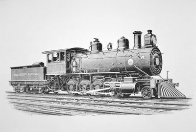 Een 2-8-0 Consolidation type locomotief gebouwd door Baldwin in juni 1889 voor de Northern Pacific Railway door American School
