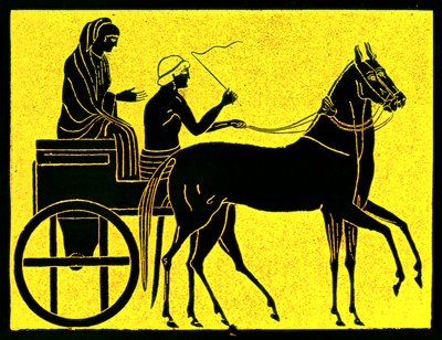 Een Griekse wagen, illustratie uit History of Greece door Victor Duruy, gepubliceerd 1890 door American School