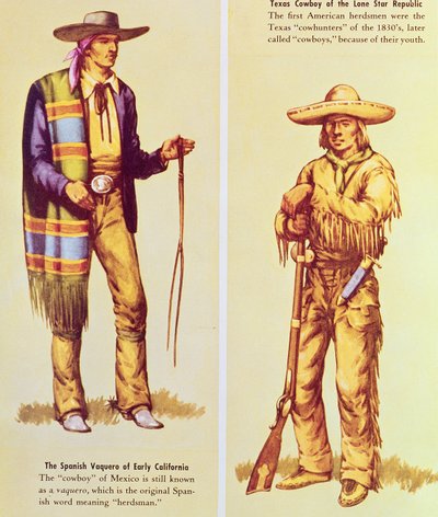 Een Mexicaanse Vaquero en een Amerikaanse Cowboy door American School