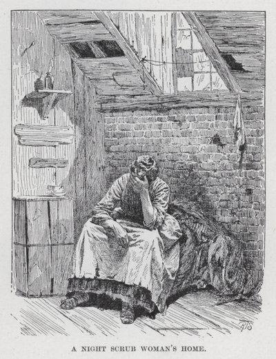 Het huis van een nachtelijke schoonmaakster (litho) door American School