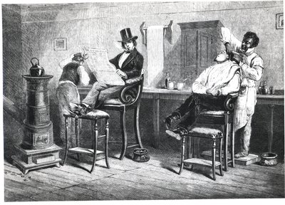 Een kapperszaak in Richmond, 1861 door American School