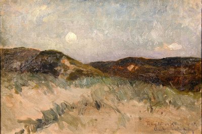 Een landschap bij schemering, ca. 1870 door American School