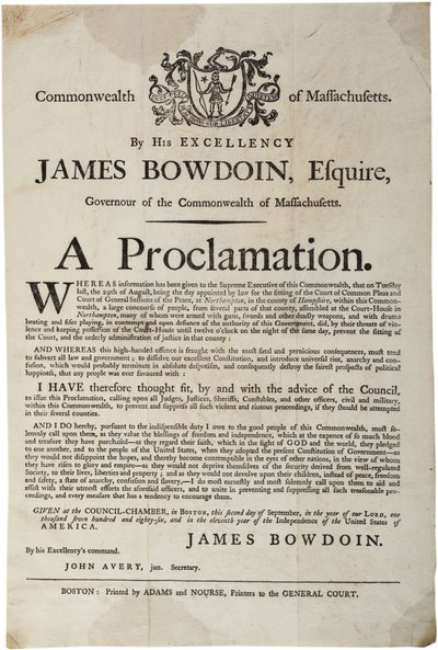 Een proclamatie, 2 september 1786 door American School