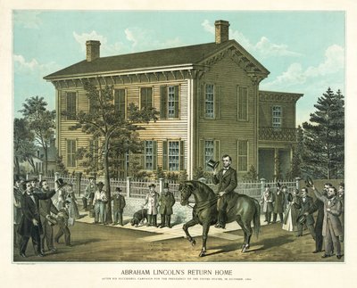 Abraham Lincolns Thuiskomst, ca. 1860 door American School