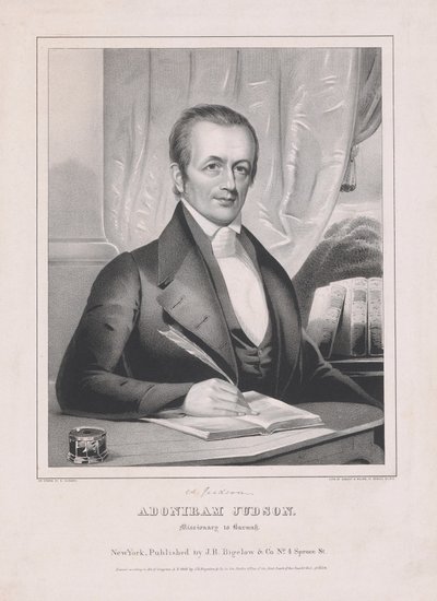 Adoniram Judson 1788-1850, missionaris naar Birma, pub. 1846 door American School