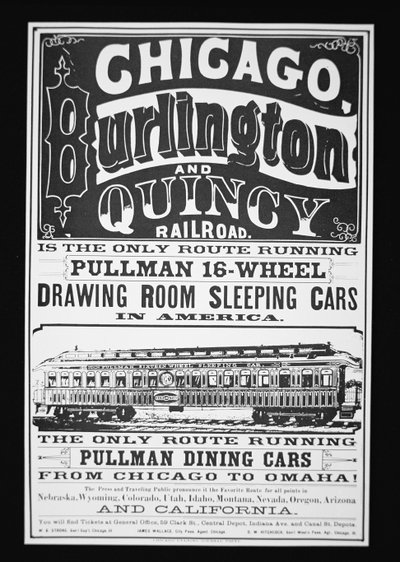 Advertentie voor Pullman Cars van Chicago, ca. 1875 door American School