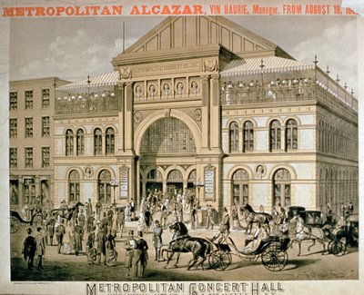 Advertentie voor de Metropolitan Alcazar Concertzaal, New York door American School