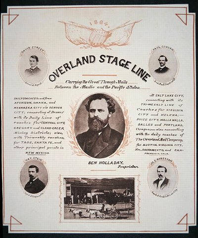 Advertentie voor de Overland Stage Line door American School