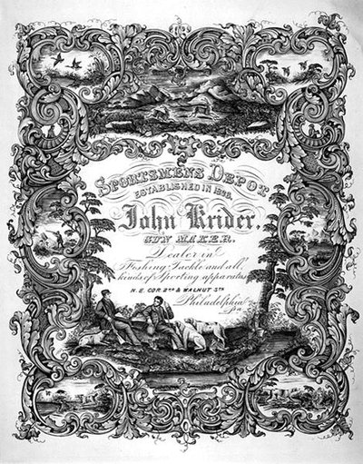 Advertentie voor John Kreider, wapensmid, Philadelphia, c.1860 door American School