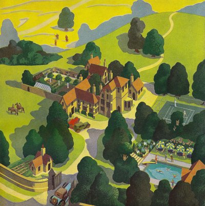 Luchtfoto van een Engels Plattelandshotel door American School