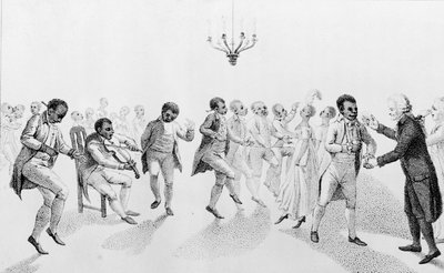 Afrikaanse Amerikanen op een bal met gouverneur John Hancock (1737-93) uit The Echo, met andere gedichten door Richard Alsop (1761-1815) 1807 door American School