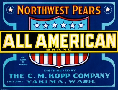 All American Brand Fruitkrat Label, ca. 1920 door American School