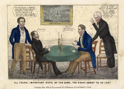 Alle vieren: belangrijke staat van het spel - de boef op het punt verloren te gaan, 1836 door American School