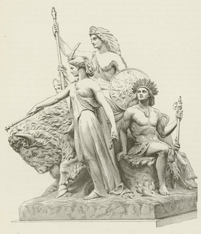 Amerika, uit de groep in marmer door John Bell (gravure) door American School