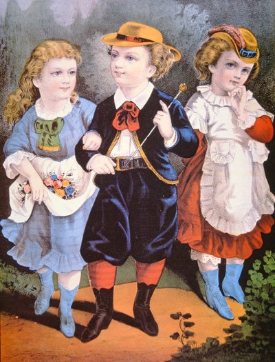 Amerikaanse kindermode, uitgegeven door Currier & Ives door American School