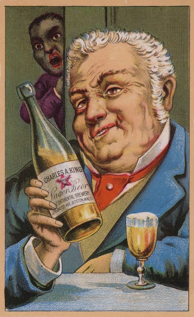 Amerikaanse handelskaart die Charles A King lager bier adverteert, Boston, Massachusetts door American School