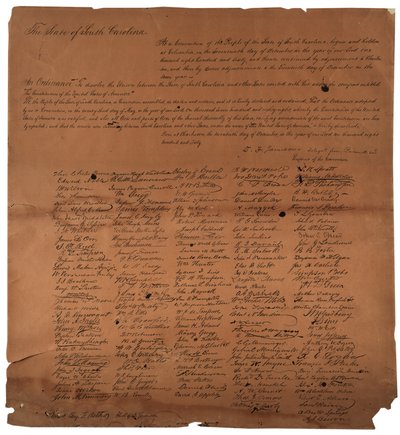 Een verordening om de Unie tussen de staat South Carolina te ontbinden, 20 december 1860, gedrukt 1861 door American School