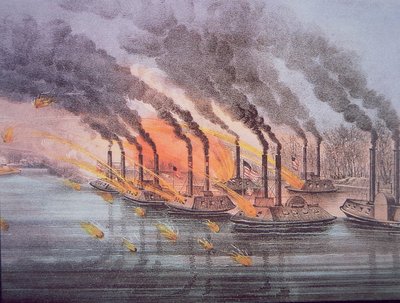 Gepantserde Kanonneerboten Onder Bevel van U.S. Vlagofficier Andrew Foote, 6 februari 1862 door American School