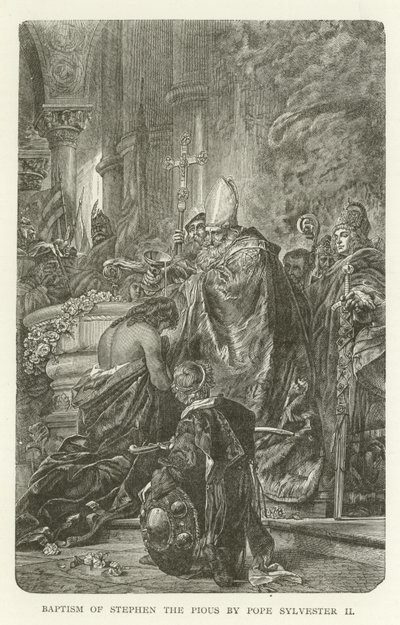 Doop van Stefanus de Vrome door paus Sylvester II door American School