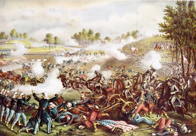 Slag bij Bull Run, 21 juli 1861, uitgegeven 1889 door American School