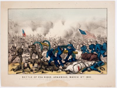 Slag bij Pea Ridge, Arkansas, 8 maart 1862, uitgegeven door Currier & Ives, 1862 door American School