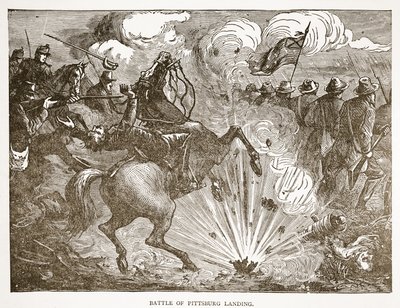 Slag bij Pittsburgh Landing, uit een boek gepubliceerd in 1896 door American School