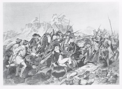 Slag bij Saratoga - Generaal Arnold gewond bij de aanval op de Hessische redoute, 17 oktober 1777 door American School
