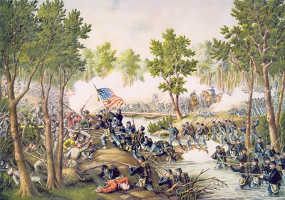 Slag om Spottsylvania, mei 1864, gegraveerd door Kurz & Allison door American School