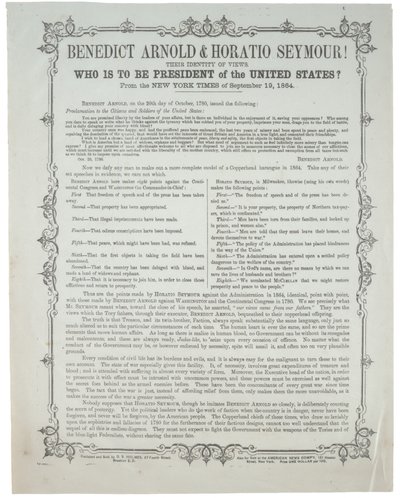 Benedict Arnold & Horatio Seymour! Wie wordt president?, ca. 19 september 1864 door American School