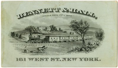 Bennett & Hall handelskaart [recto], 1882 door American School