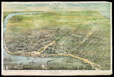 Vogelvlucht van New Orleans en voorsteden, 1873 door American School